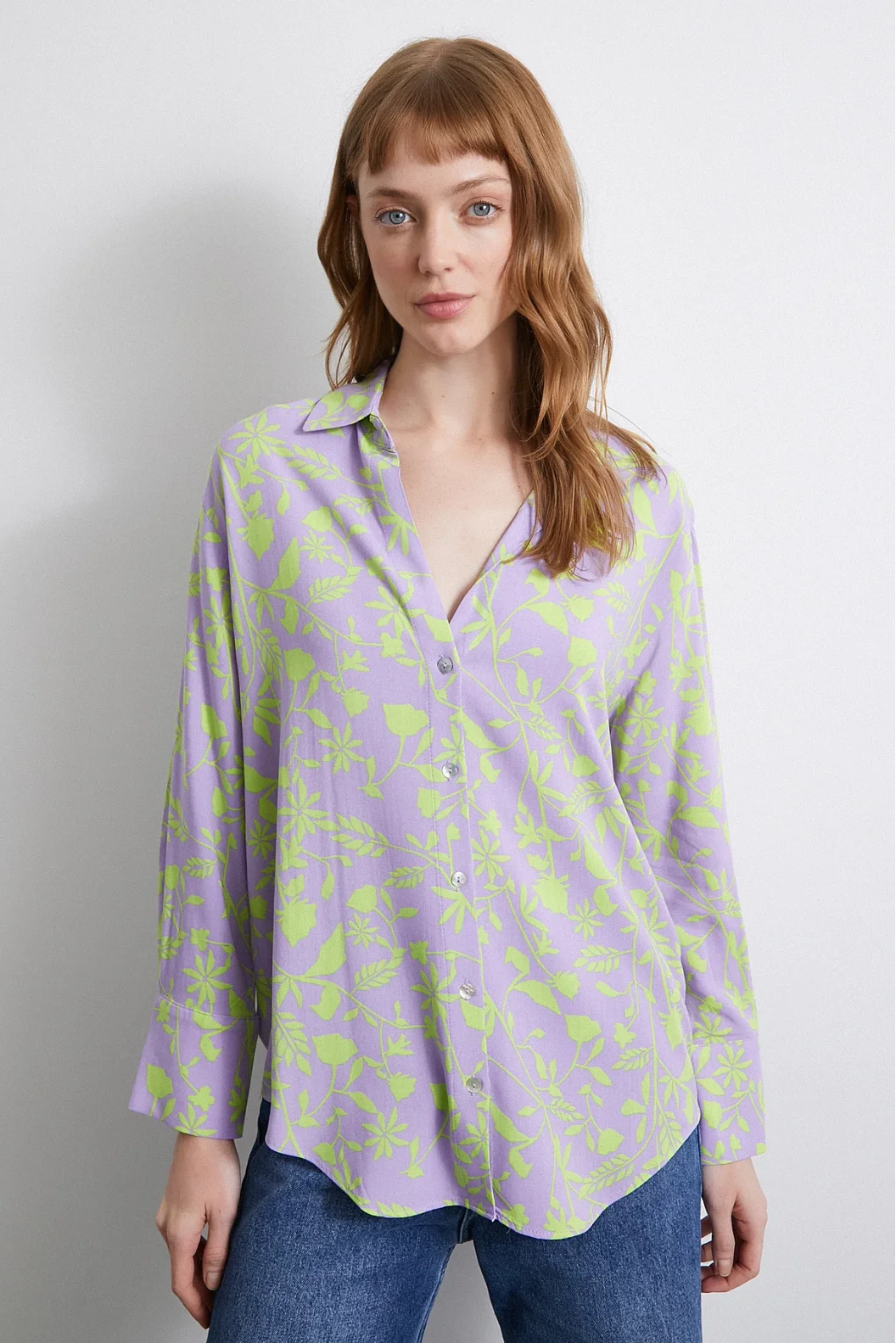 Forest Patterned Shirt Purple