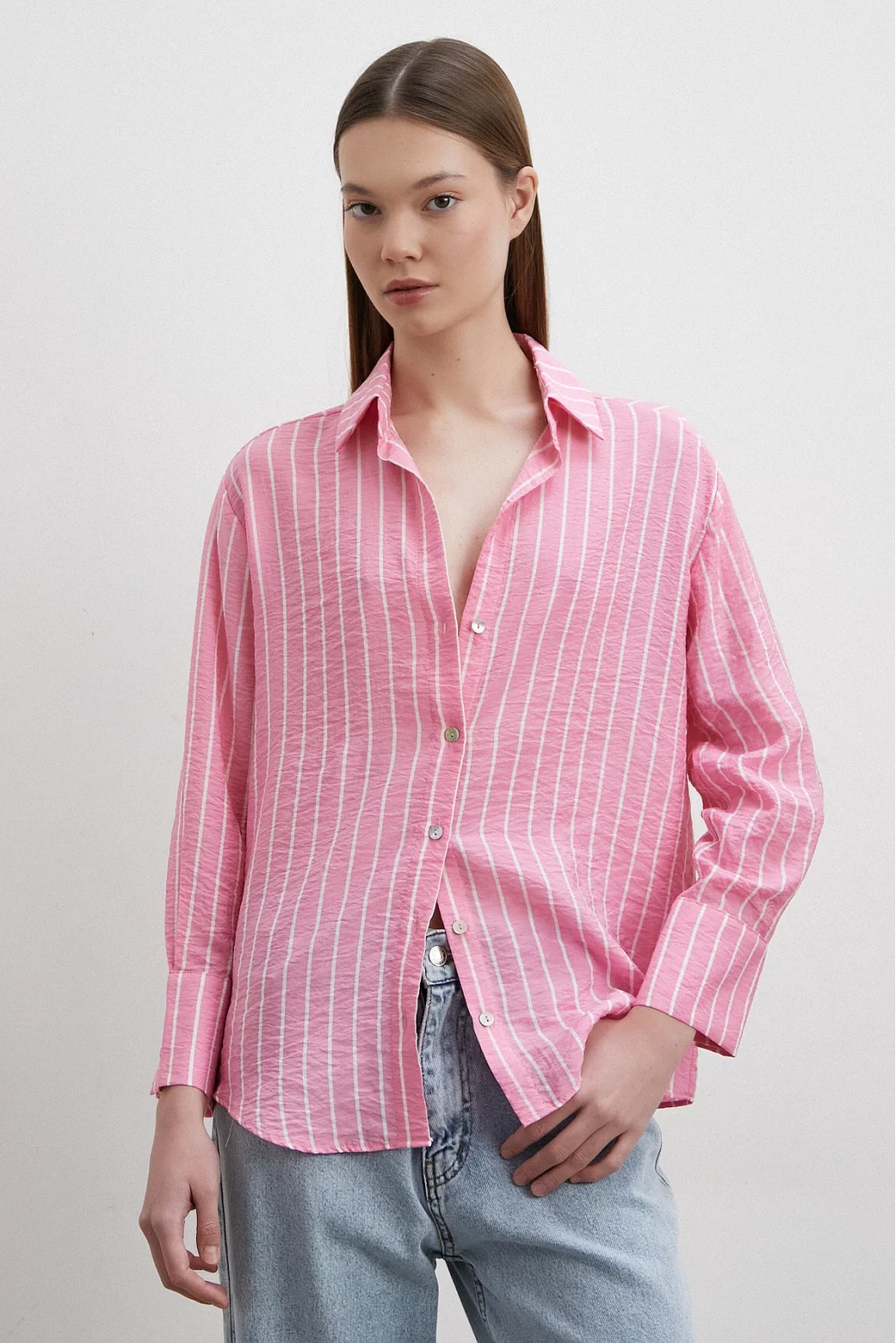 Gestreifte Bluse in Pink
