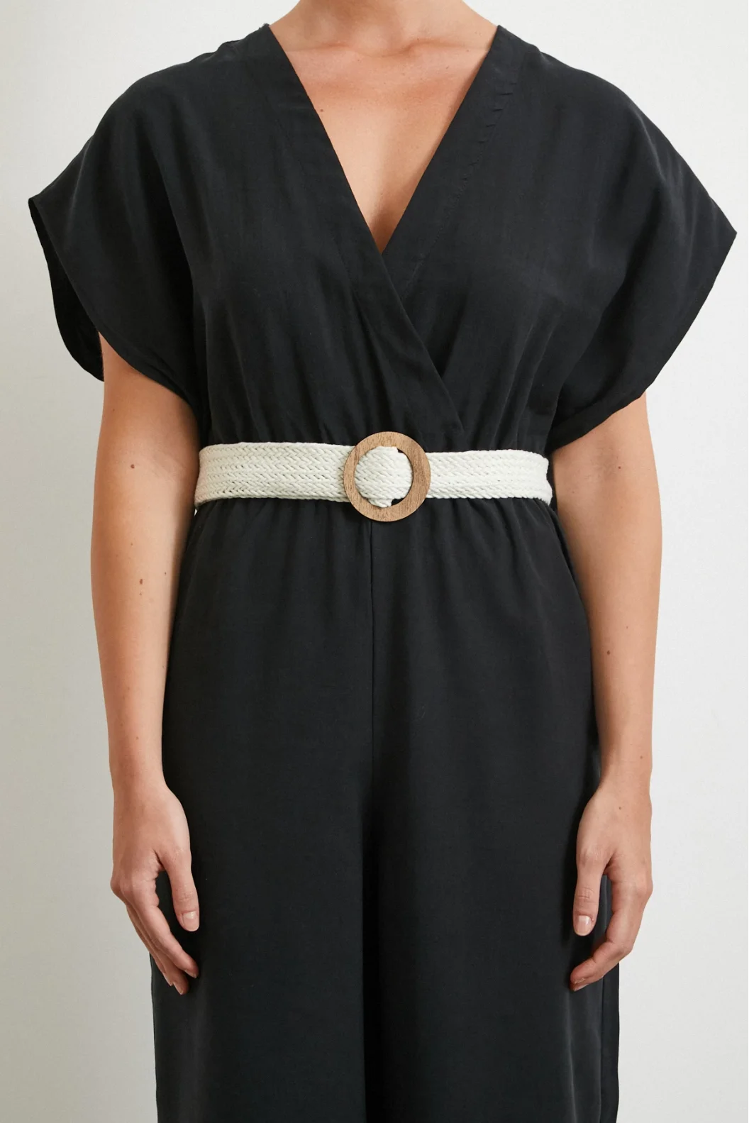 Belt Detailed Bat Sleeve Jumpsuit Black