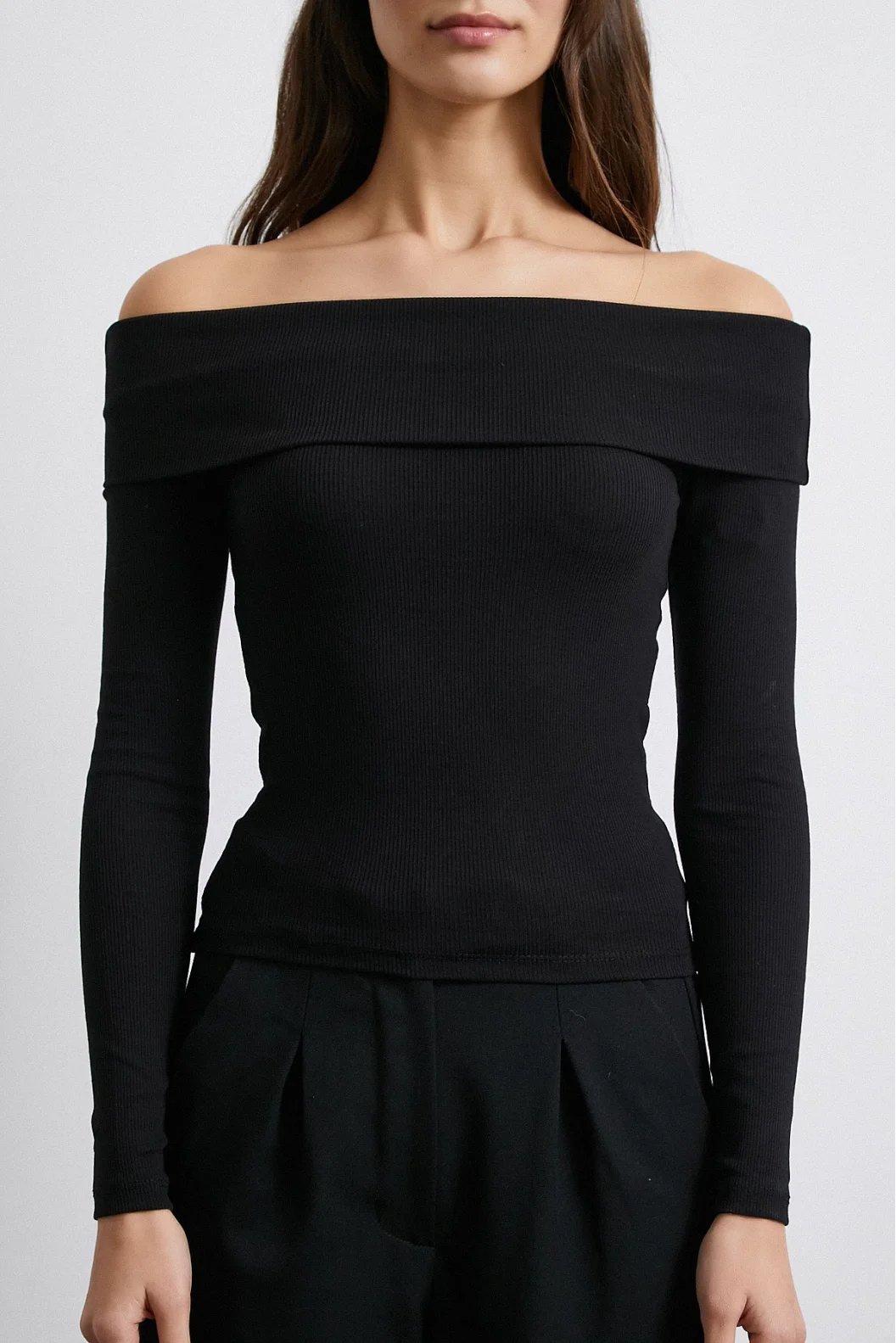 Off Shoulder Kaskorse Black Blouse