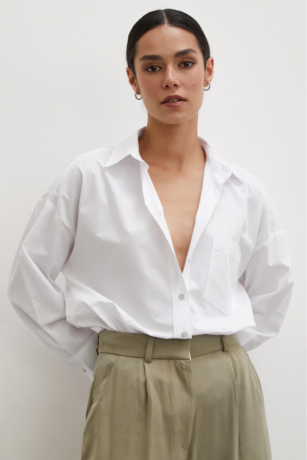 Single Pocket Oversize Shirt White