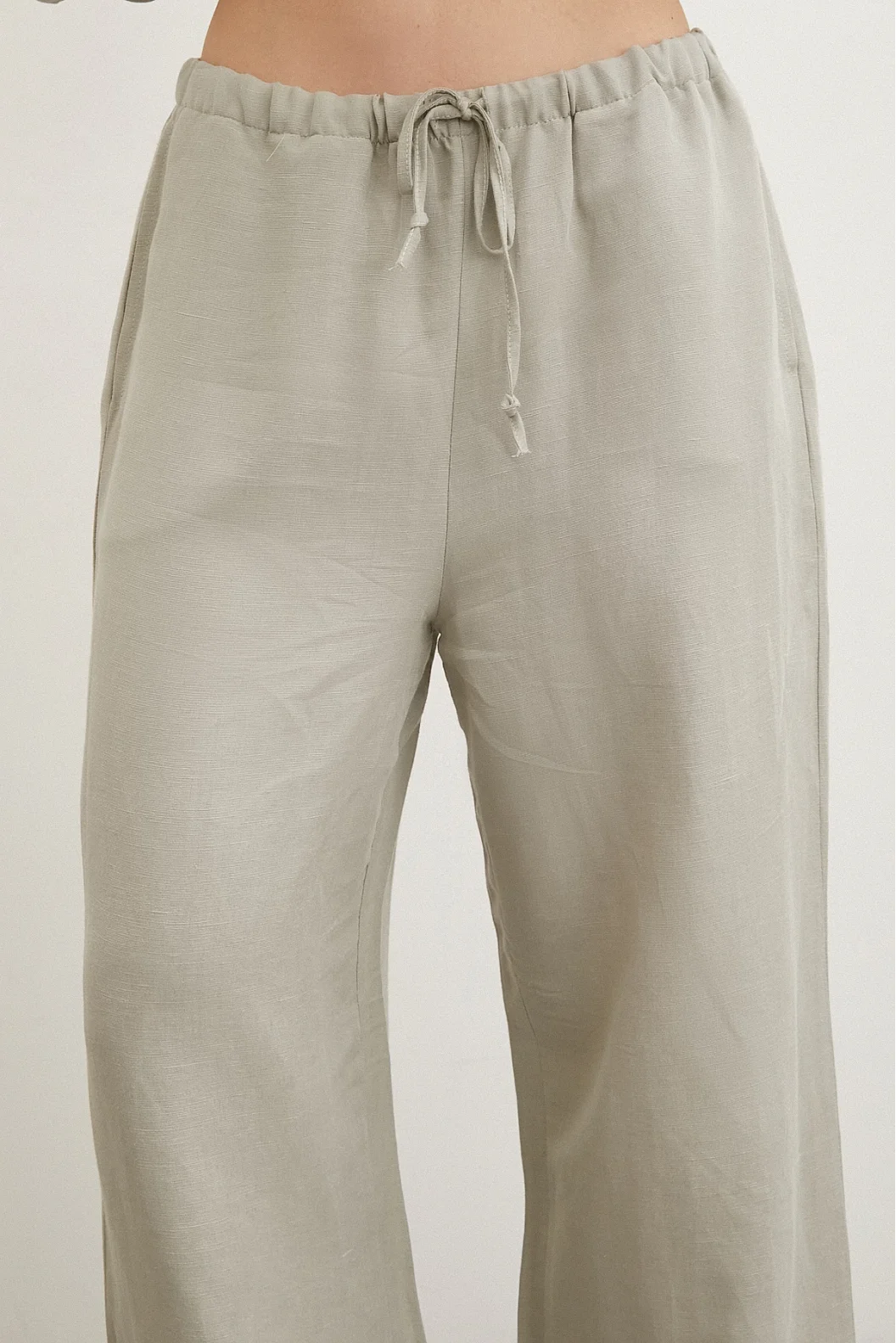 Beli Lastikli Bol Paça Pantolon Haki