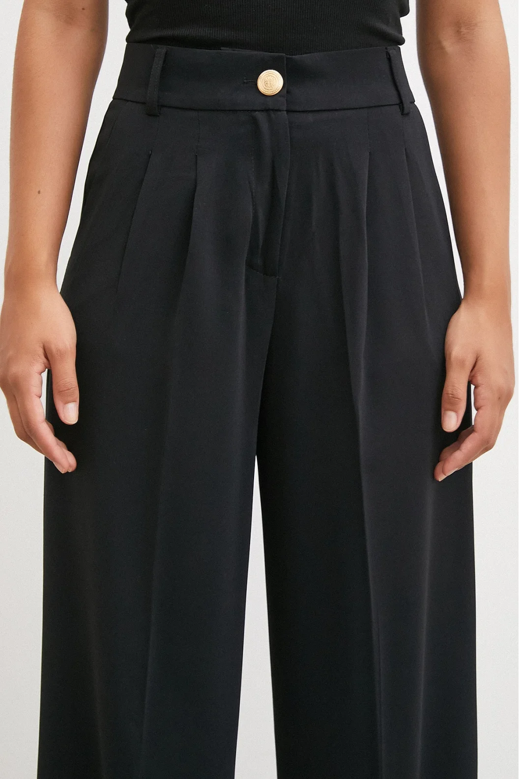 Weite Bein Hose Schwarz