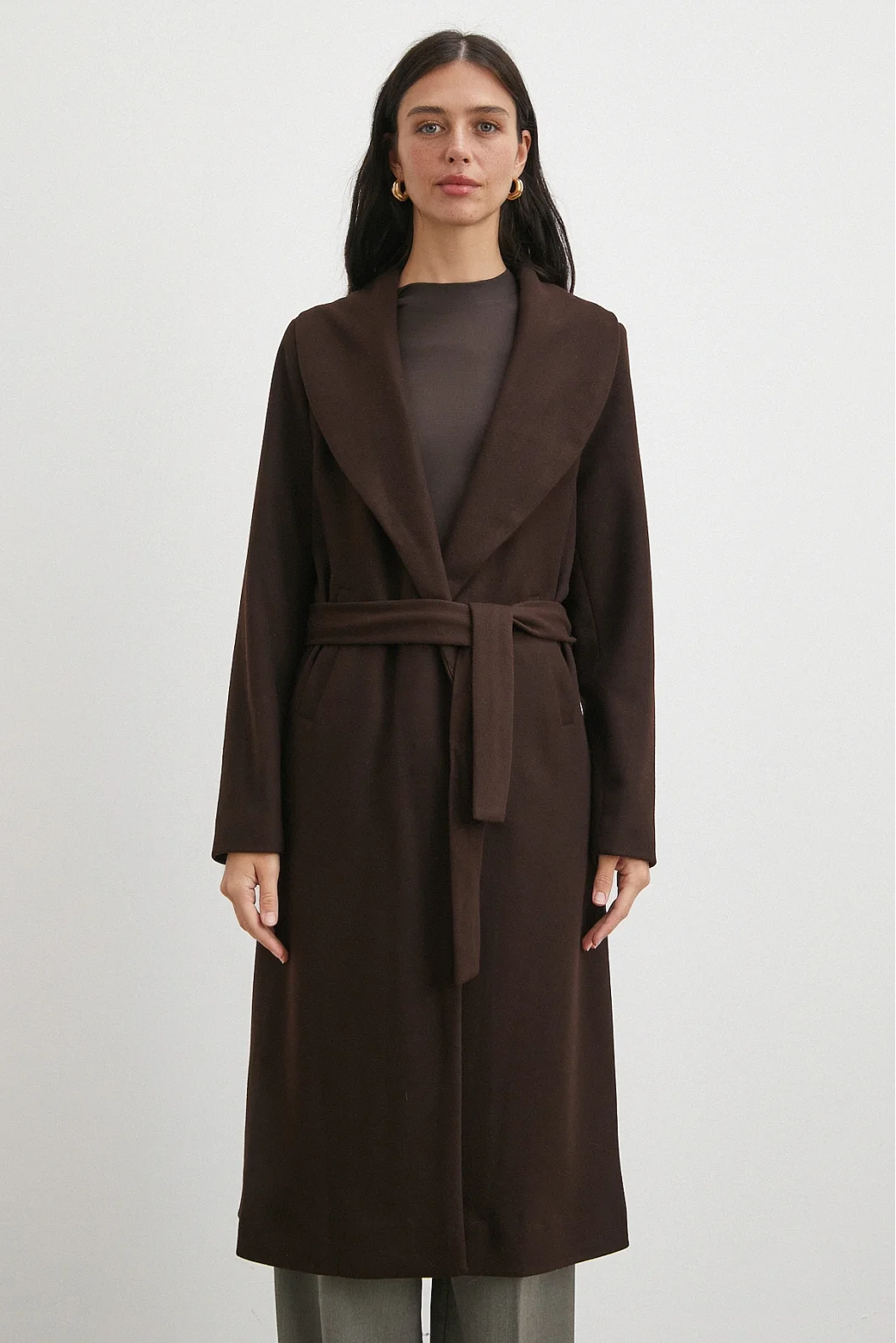 Kuşaklı Kaşe Kaban Kahve