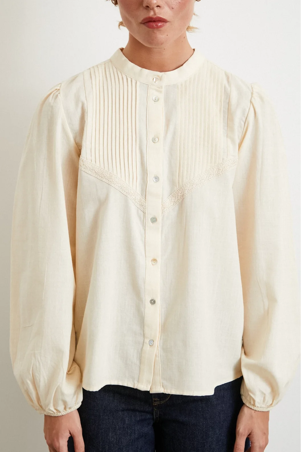 Lacey Detailed Lace Shirt Cream