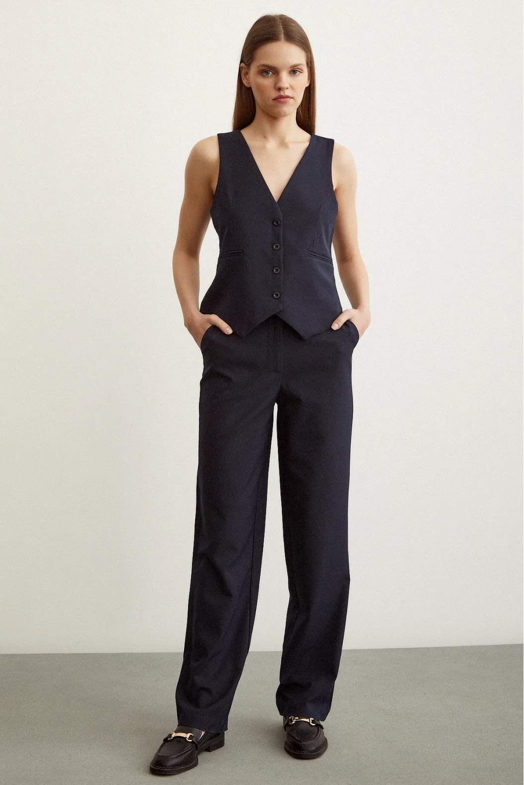 Classic Straight Leg Trousers Navy