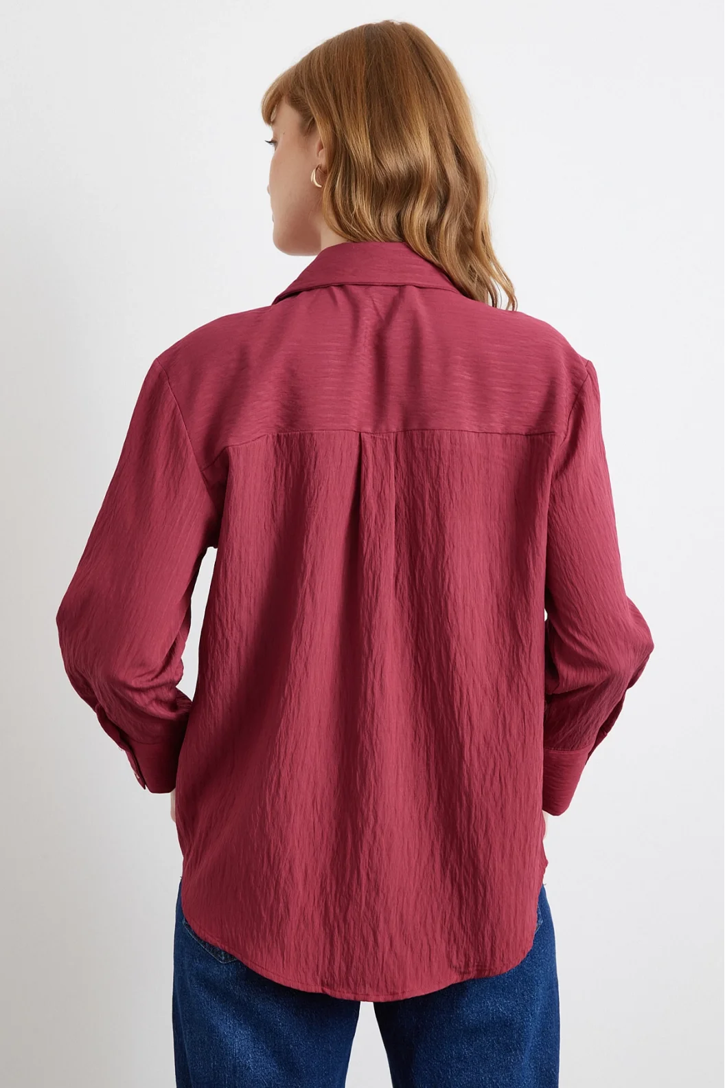 Horizontal Striped Shirt Burgundy