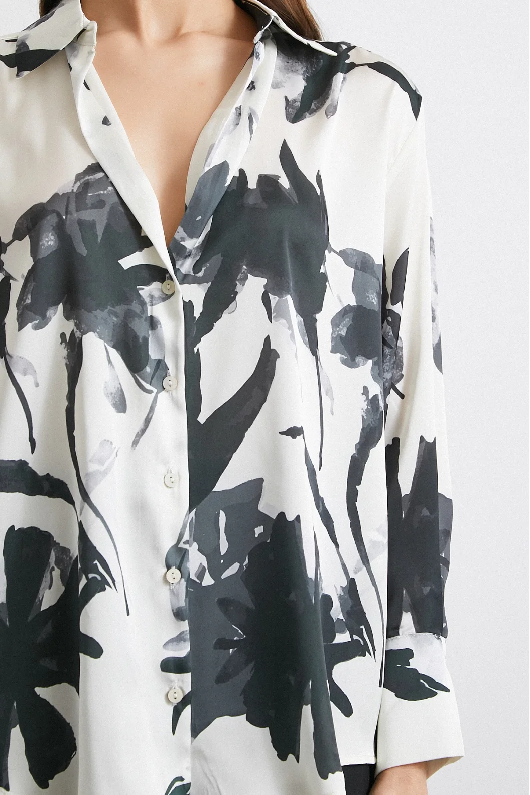 Satin Surface Patterned Black Shirt