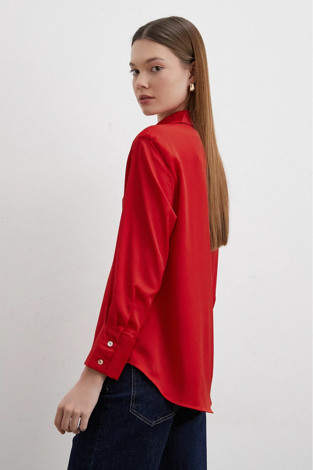Cupra Satin Shirt in Red