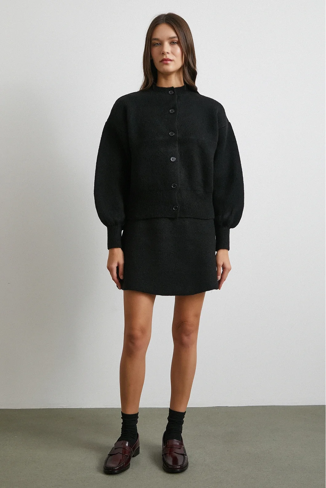 Hırka Etek Triko Takım Siyah