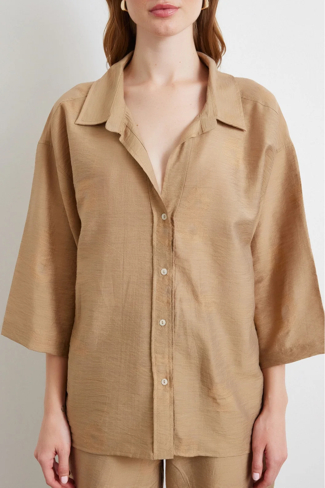 Ärmelhemd Fakir Arm Oversize Hemd Kaffee