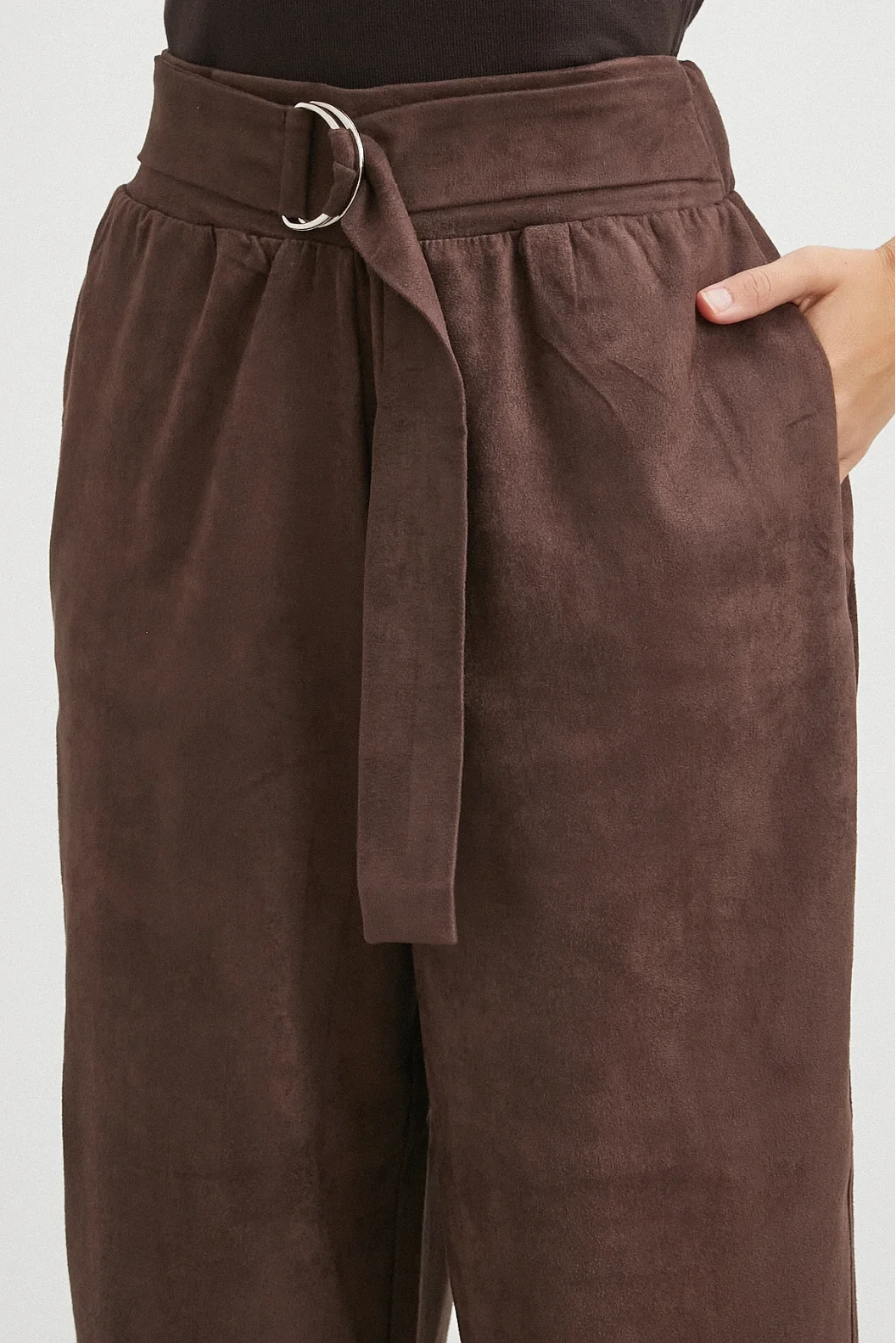 Beli Büzgülü Kemer Tokalı Pantolon Kahve