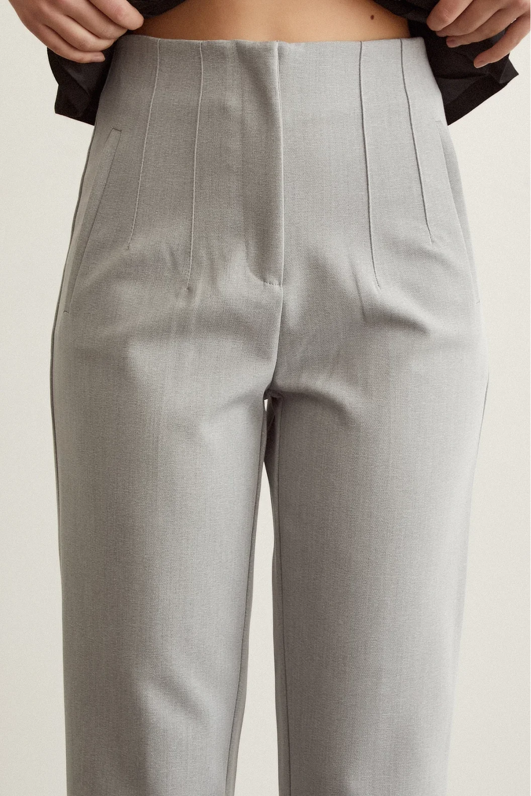 Skinny Stoffhose Grau