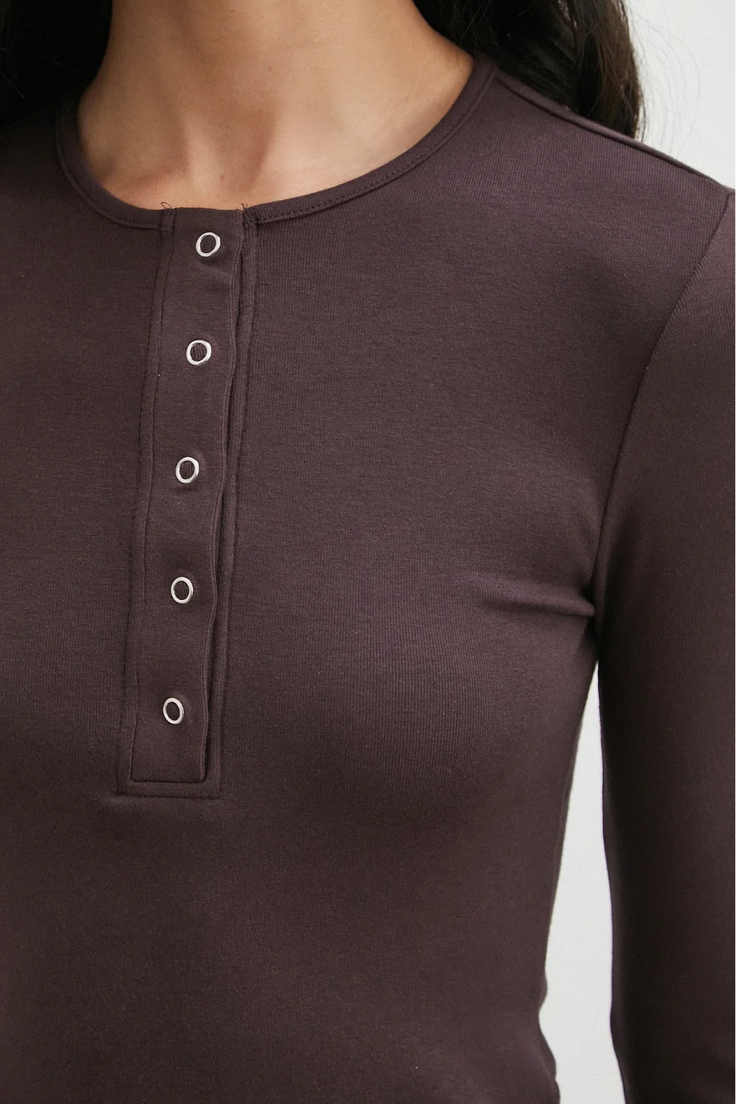 Garnili Çıtçıtlı Bluz Bordo