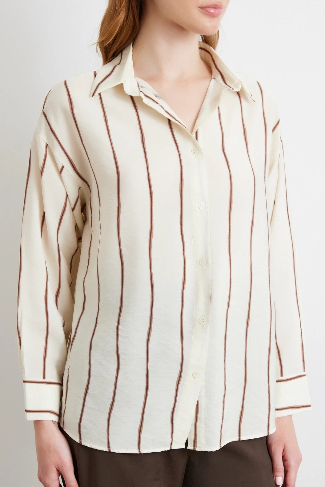 Striped Modal Shirt Brown