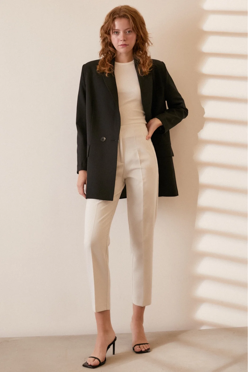 Skinny Fabric Pants White