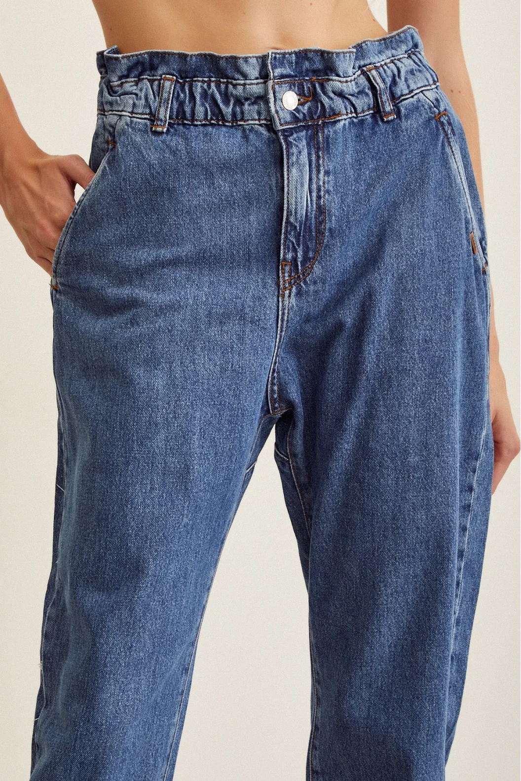 Bel Elastiki Jean Pantolon Mavi