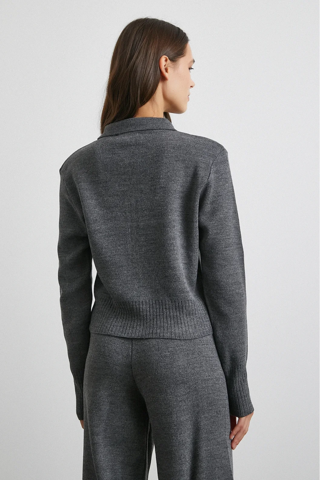 Çift Fermuarlı Hırka Takım Gri