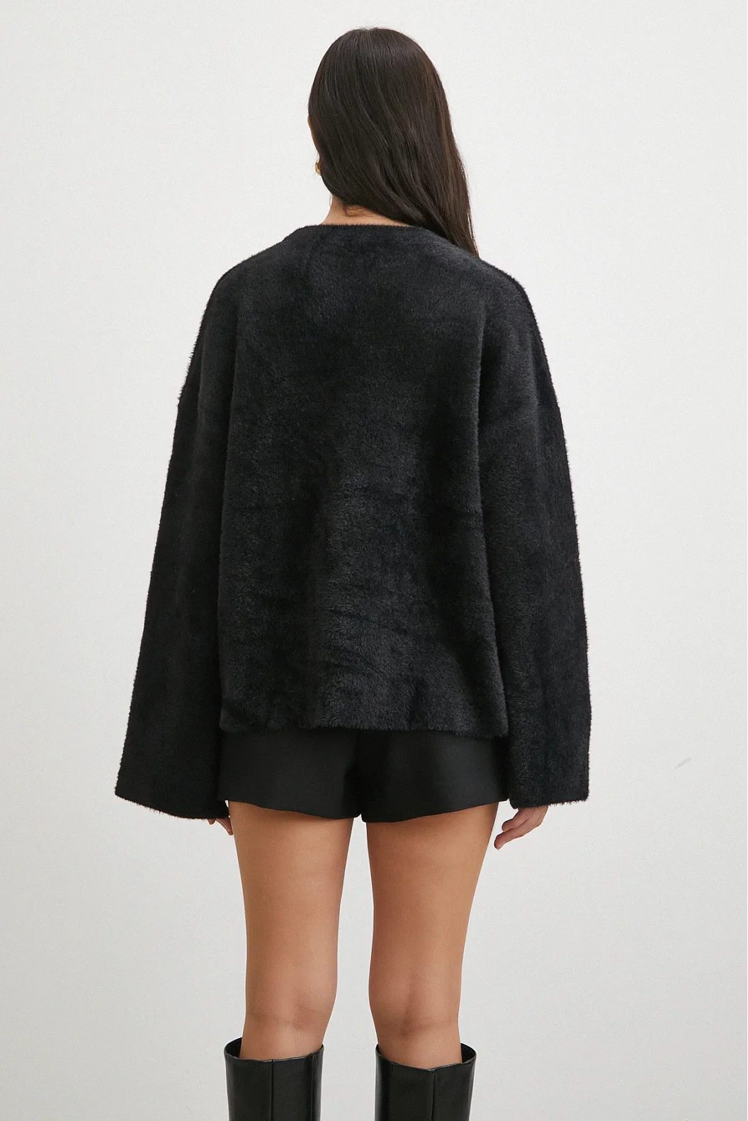 Bisiklet Yaka T Kol Kazak Siyah