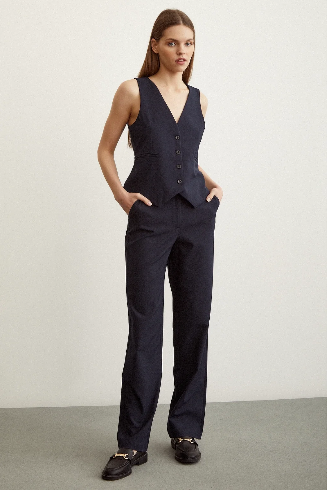 Classic Straight Leg Trousers Navy