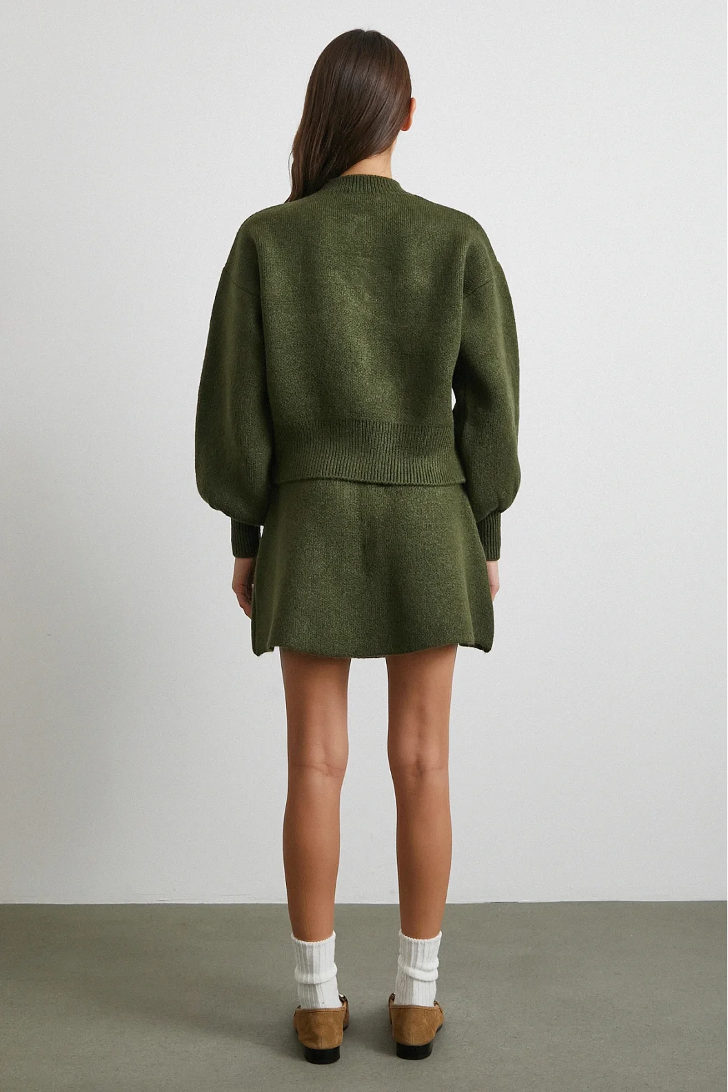 Hırka Etek Triko Takım Haki