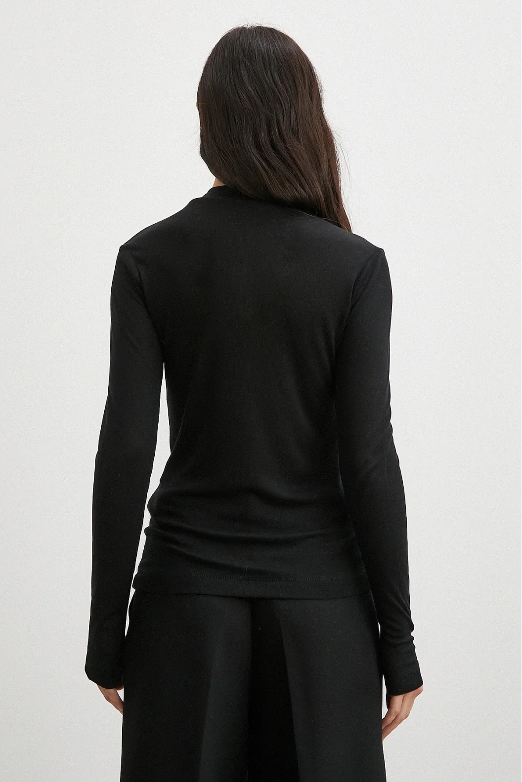 Bisiklet Yaka Uzun  Kol Bluz Siyah