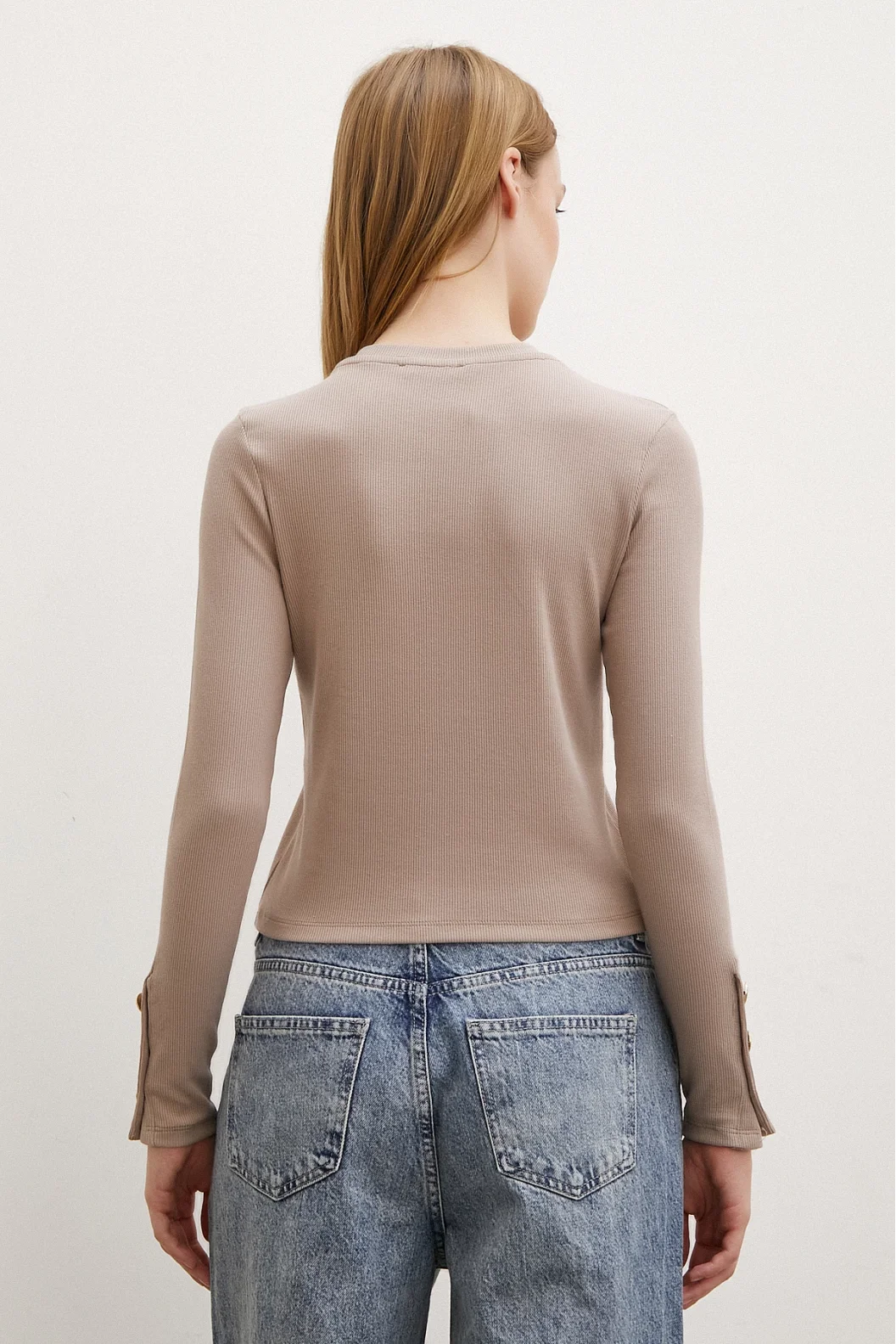 Buttoned Sleeve Blouse Mink