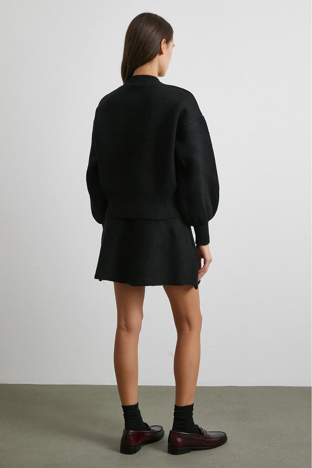 Hırka Etek Triko Takım Siyah