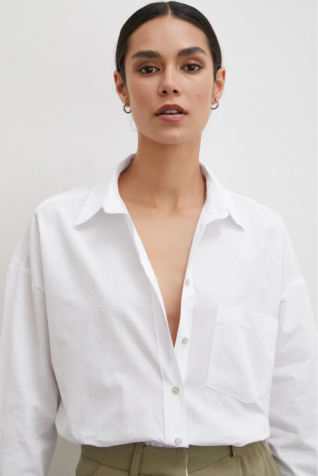 Single Pocket Oversize Shirt White