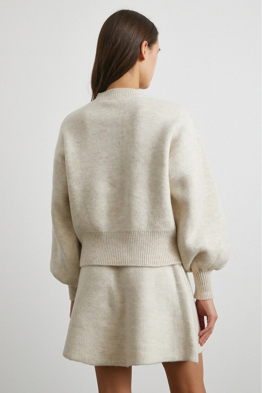 Hırka Etek Triko Takım Ekru