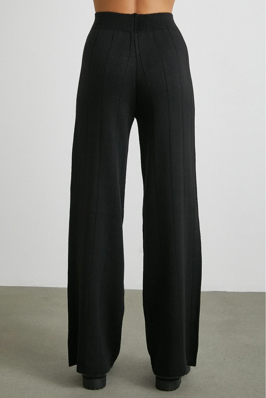 Polo Yaka Pantolonlu Triko Takım Siyah