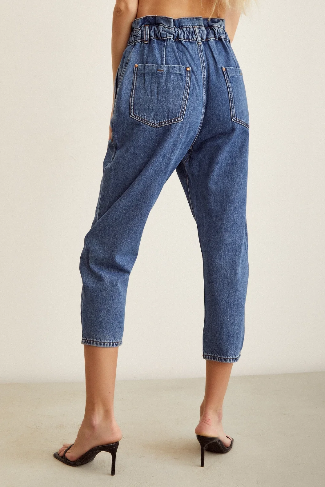 Bel Elastiki Jean Pantolon Mavi