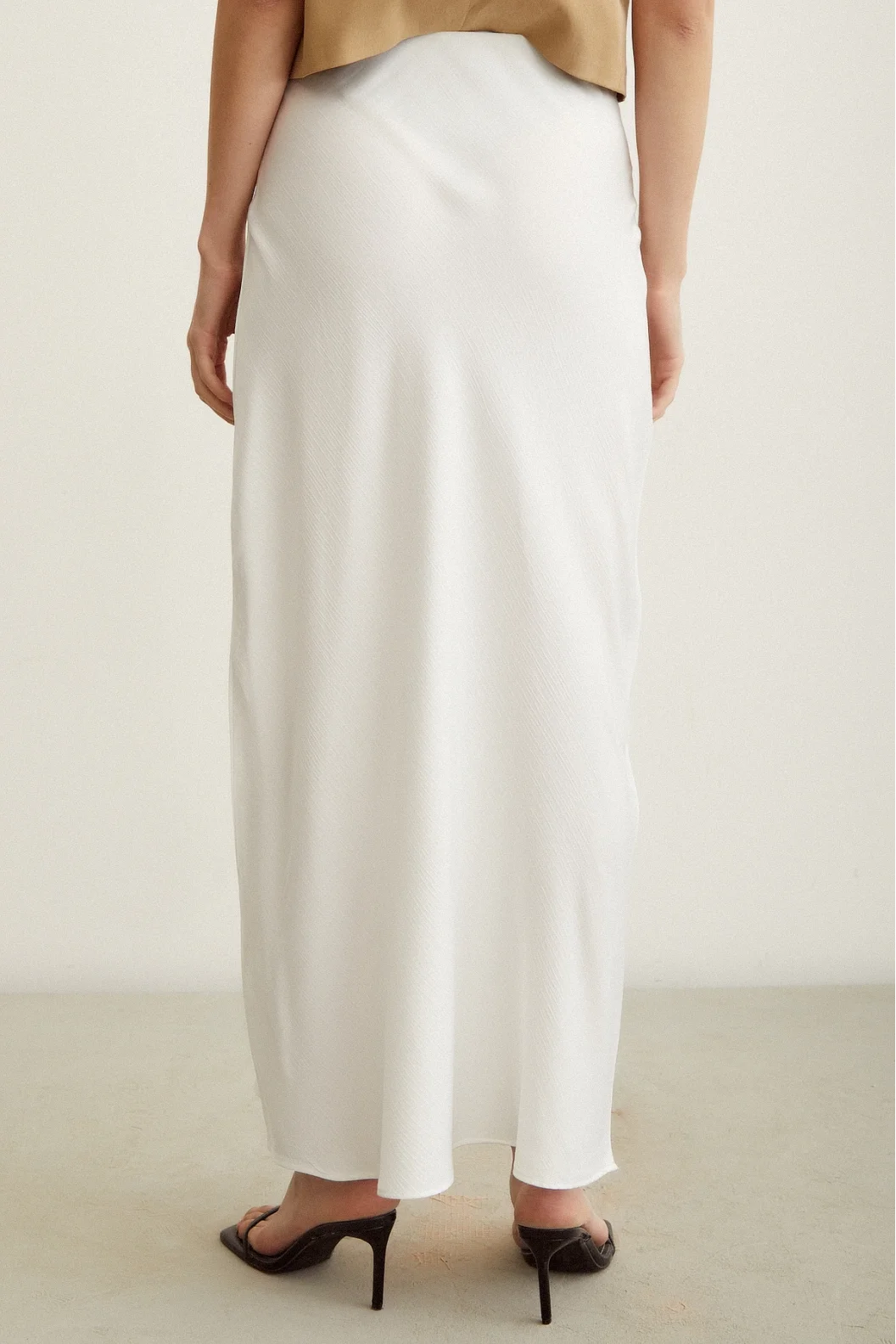 A-Line Bias Cut Skirt Ecru