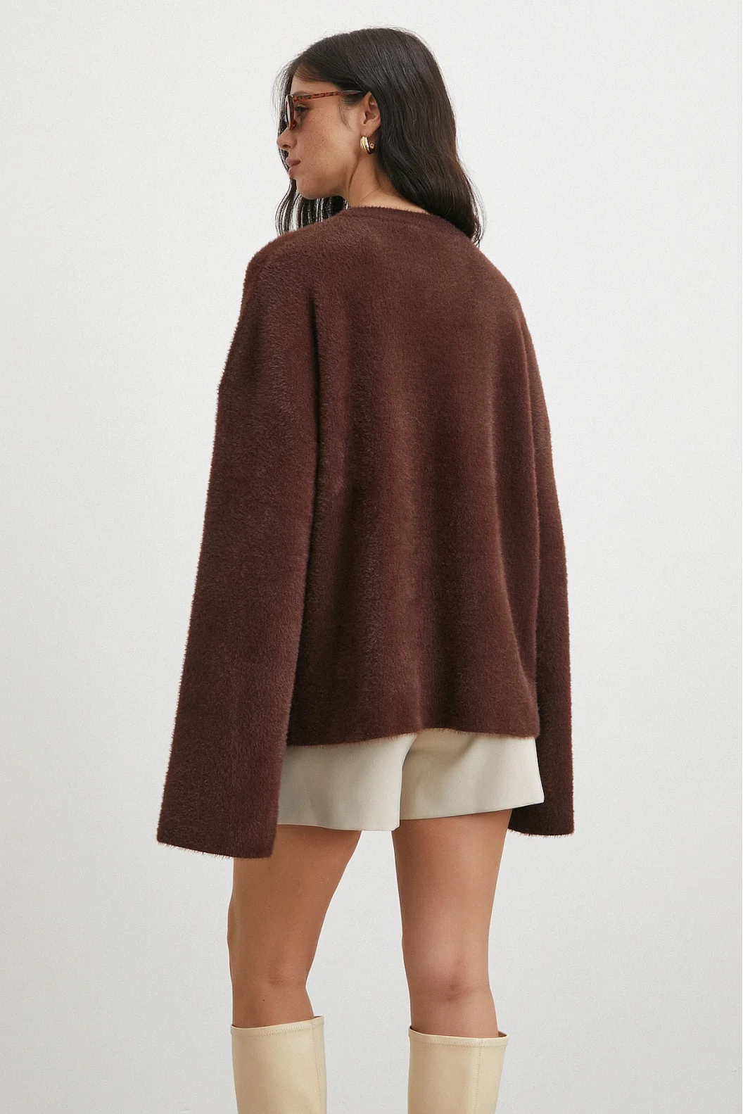 Bisiklet Yaka T Kol Kazak Kahve