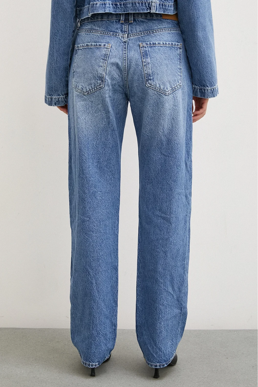 Fünf-Taschen-Yülsel Bel Regular Fit Jeans Blau