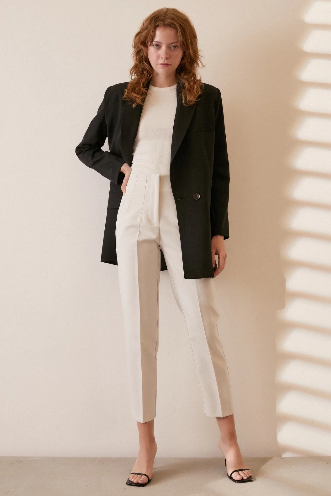 Skinny Fabric Pants White