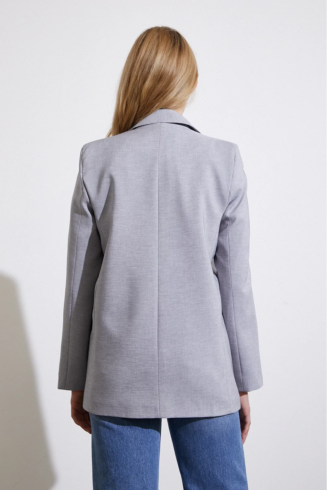 Single Button Blazer Jacket Grey