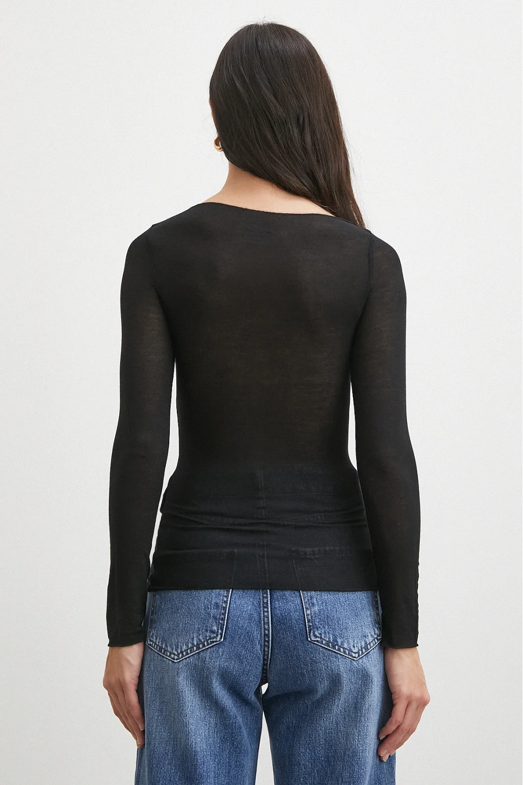 Açık Yaka Bluz Siyah