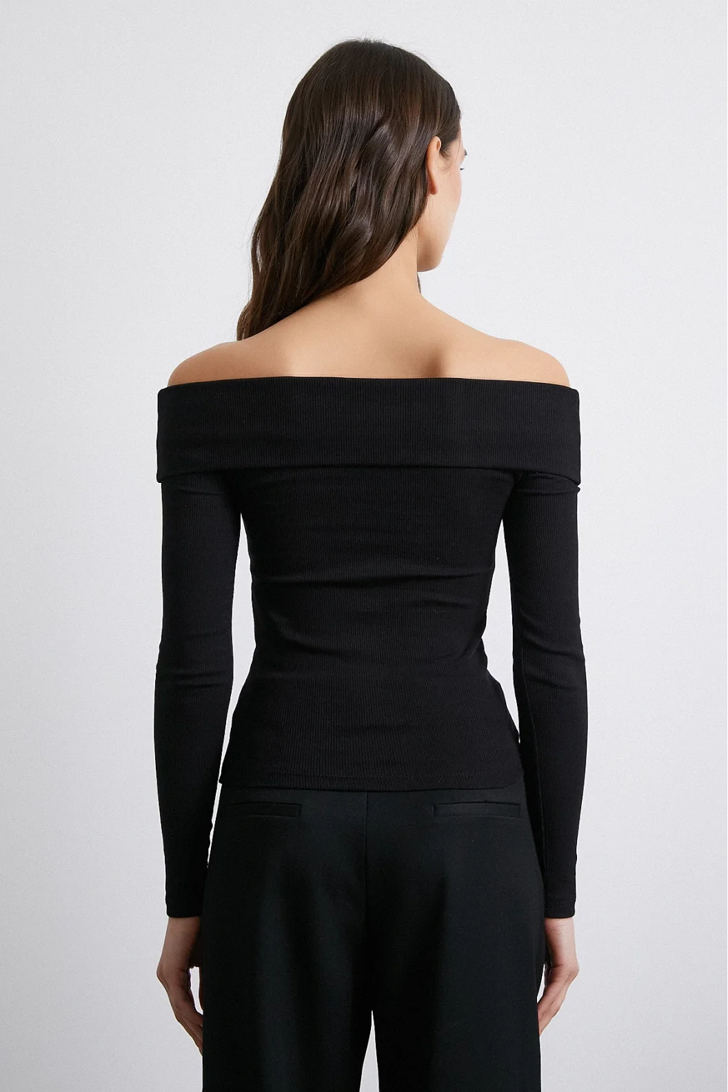 Off Shoulder Kaskorse Black Blouse