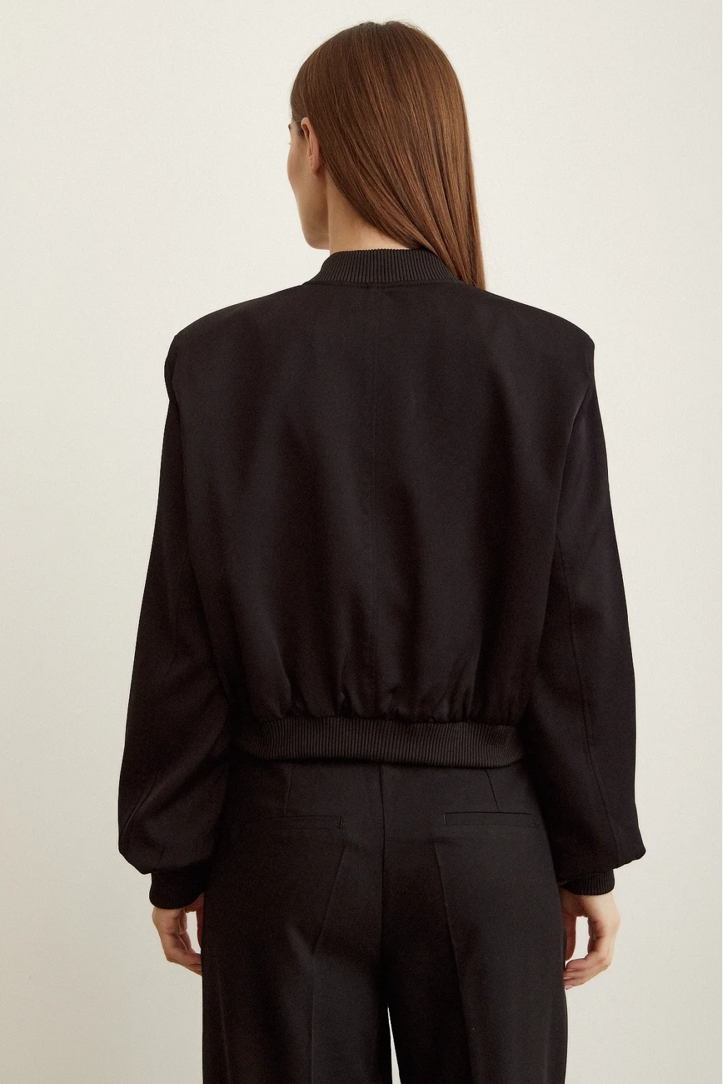 Gefütterte Rippjacke Schwarz