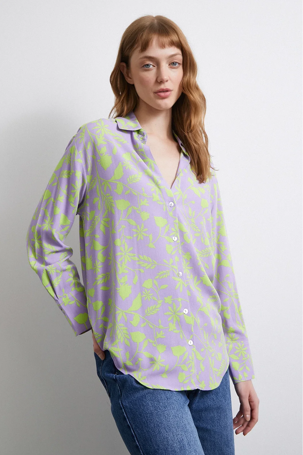 Forest Patterned Shirt Purple