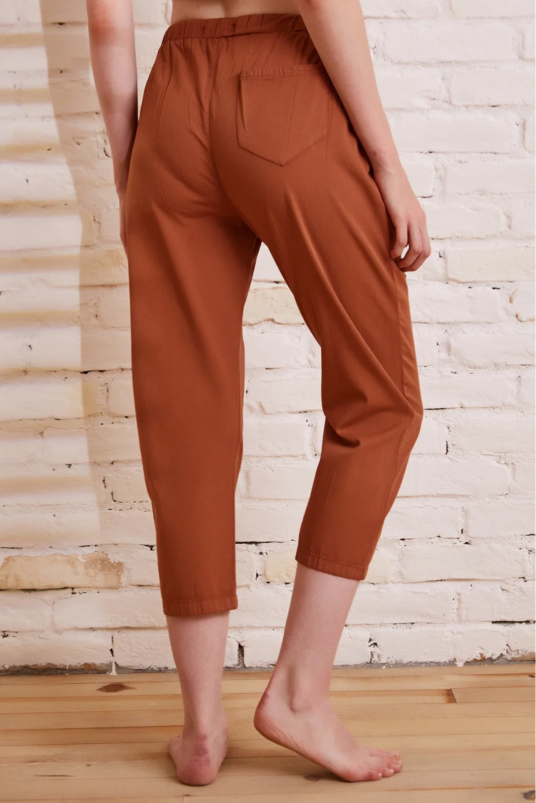 Beli İpli Salaş Gabardin Pantolon Kiremit