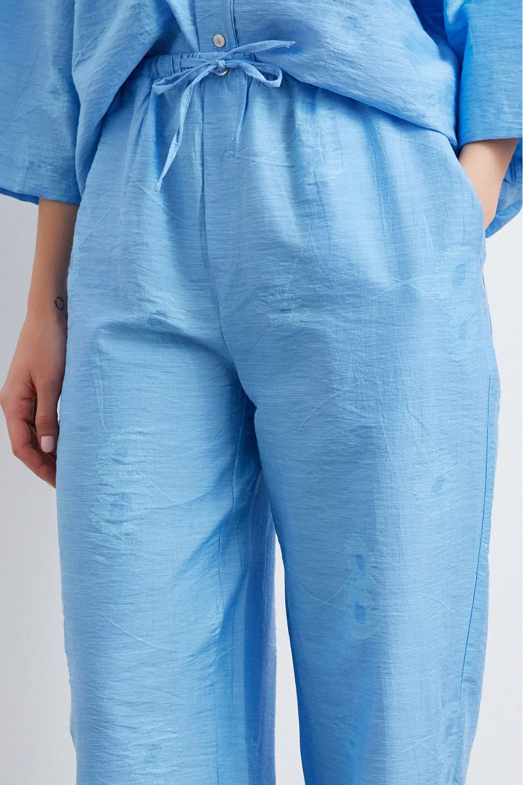 Hinten Taschenlose Hose Blau
