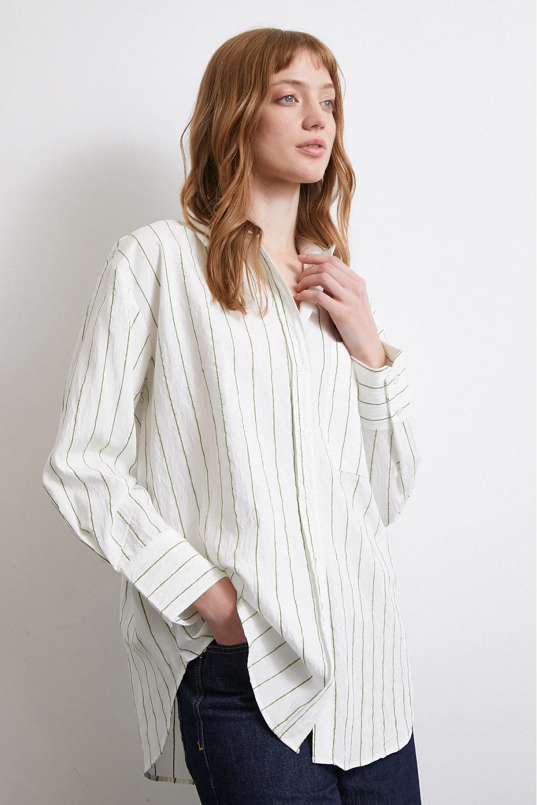 Gestreiftes Hemd in Khaki