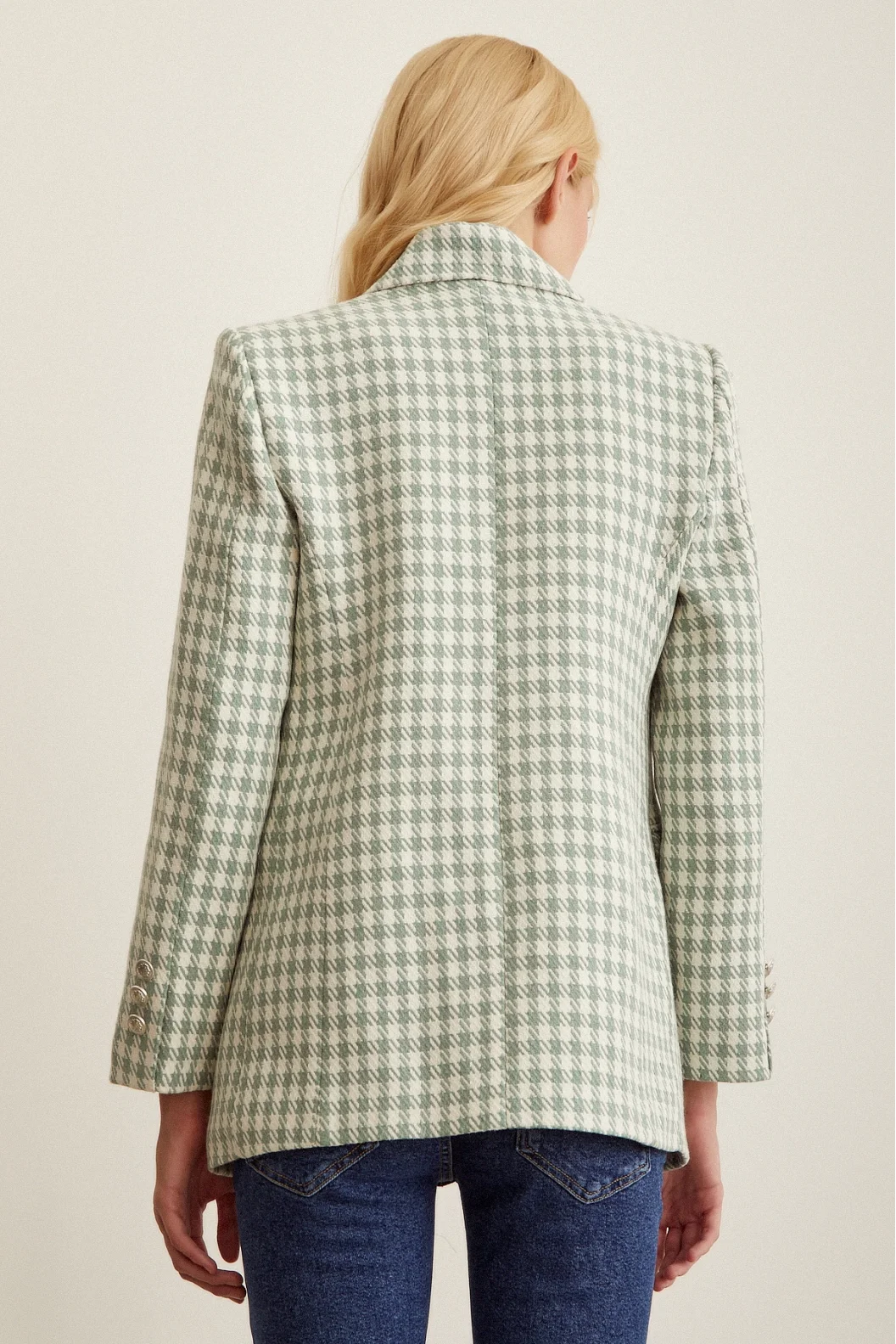 Herringbone Blazer Jacket Mint