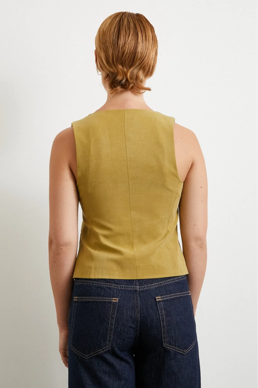 Cep Kapaklı Keten Yelek Olive