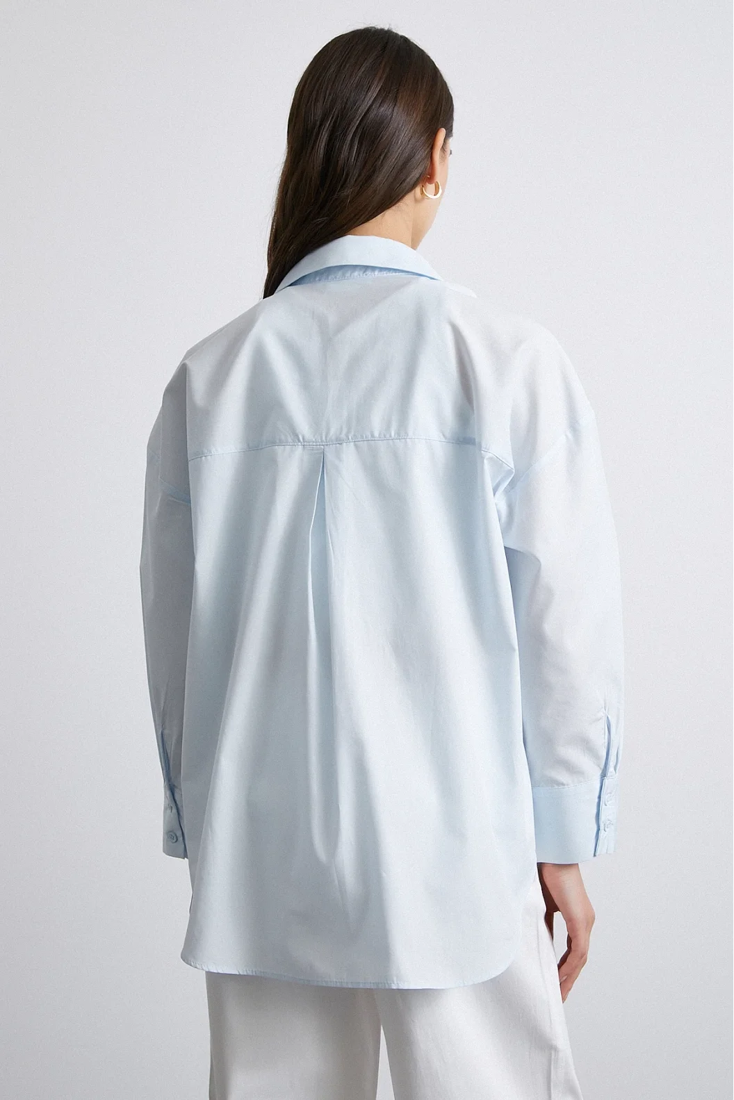 Oversize Baumwollhemd Hellblau