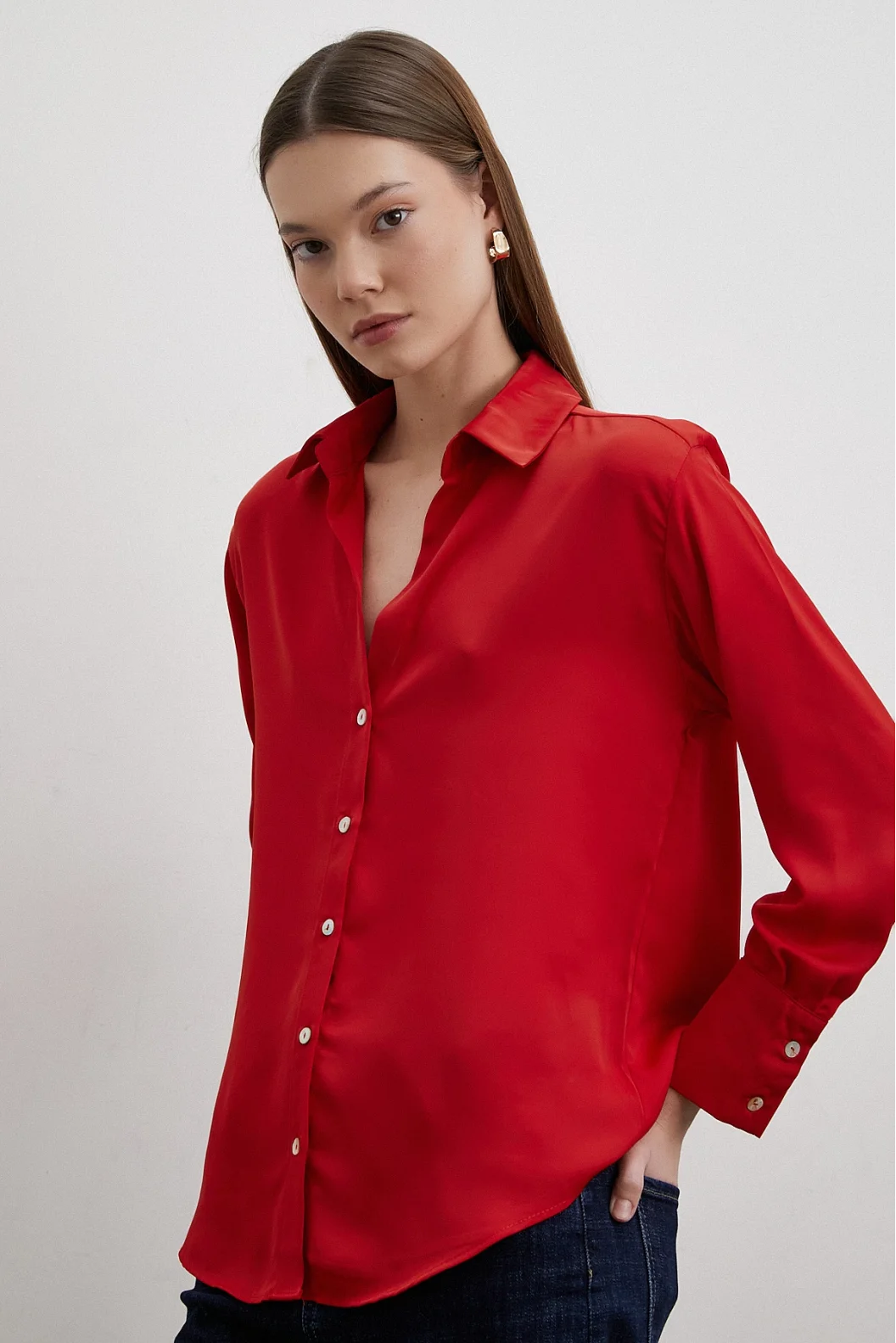 Cupra Satin Shirt in Red