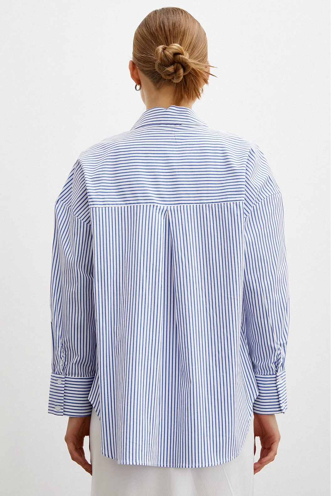 Striped Poplin Shirt Blue