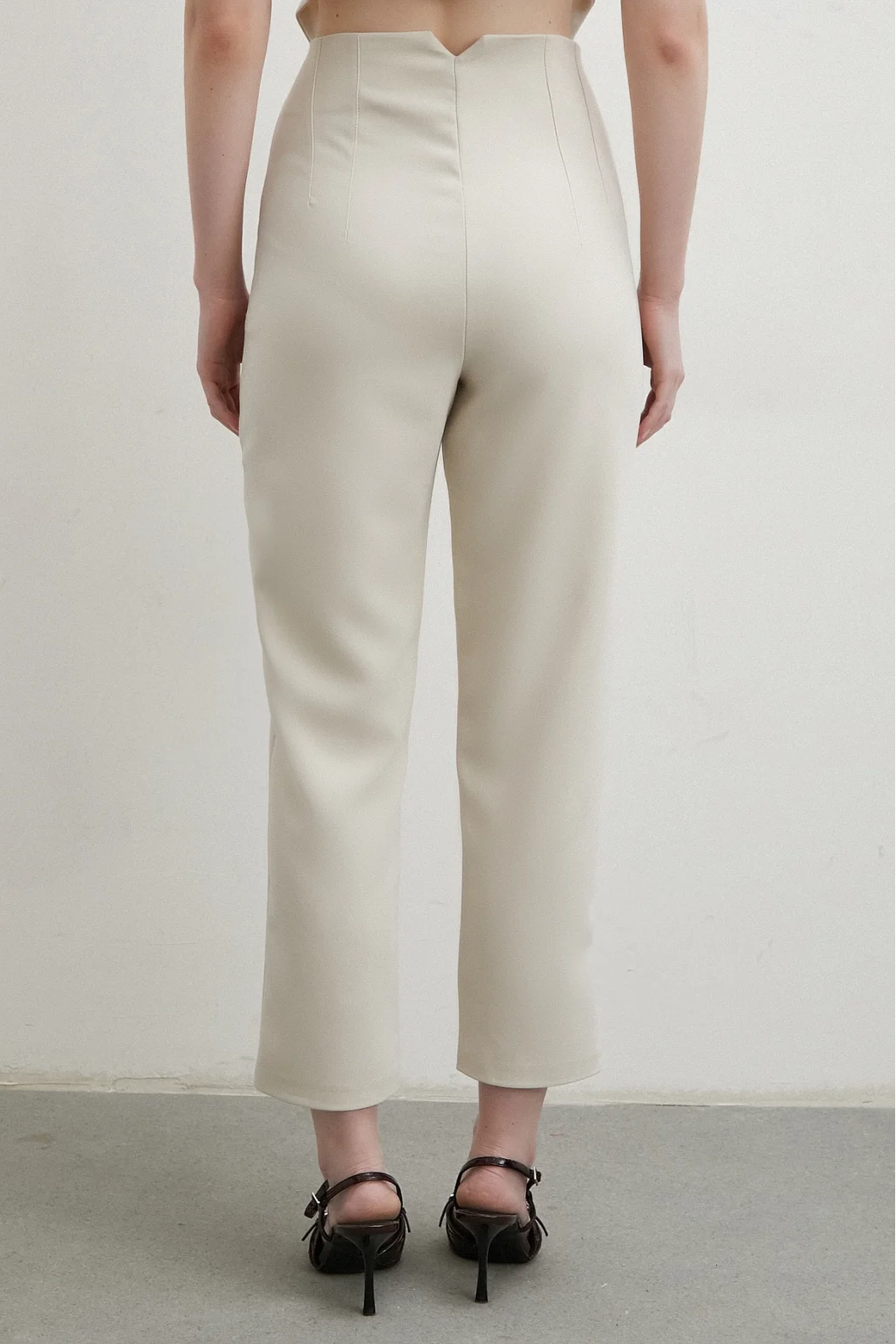 Önü Pensli Skinny Kumaş Pantolon Bej